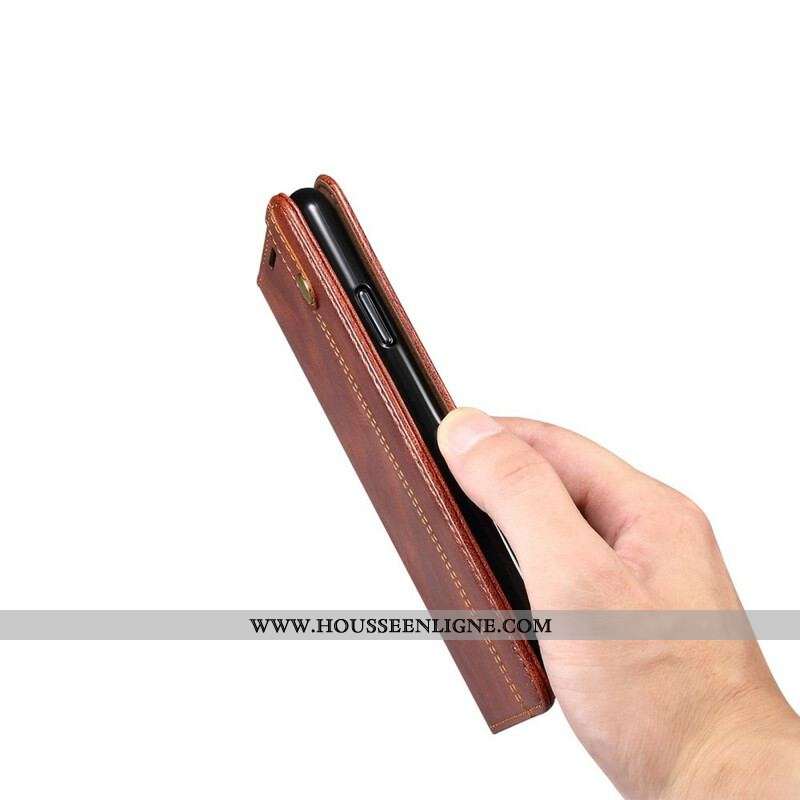 Flip Cover Samsung Galaxy S21 5G Simili Cuir Ciré