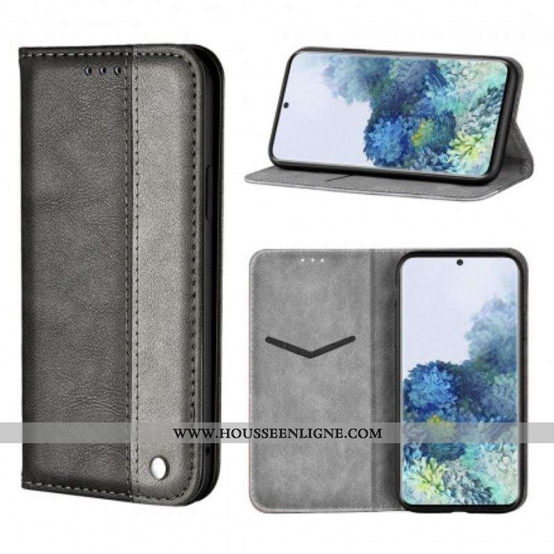 Flip Cover Samsung Galaxy S21 Plus 5G Bicolore Effet Cuir
