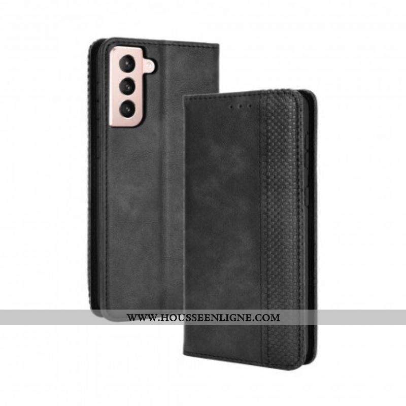 Flip Cover Samsung Galaxy S21 Plus 5G Effet Cuir Vintage Stylisé