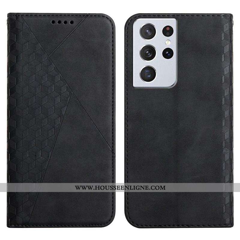 Flip Cover Samsung Galaxy S21 Ultra 5G Effet Cuir Géo