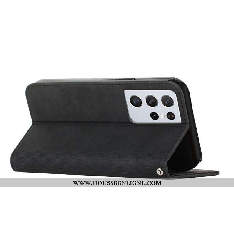 Flip Cover Samsung Galaxy S21 Ultra 5G Effet Cuir Géo