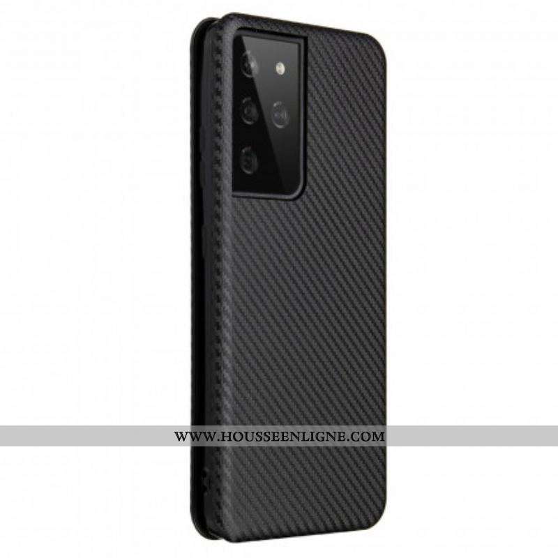 Flip Cover Samsung Galaxy S21 Ultra 5G Fibre Carbone