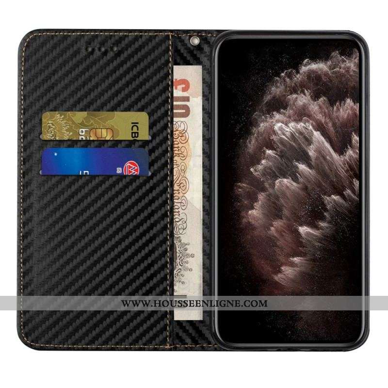 Flip Cover Samsung Galaxy S21 Ultra 5G Fibre Carbone à Lanière