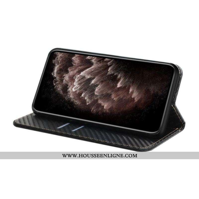 Flip Cover Samsung Galaxy S21 Ultra 5G Fibre Carbone à Lanière