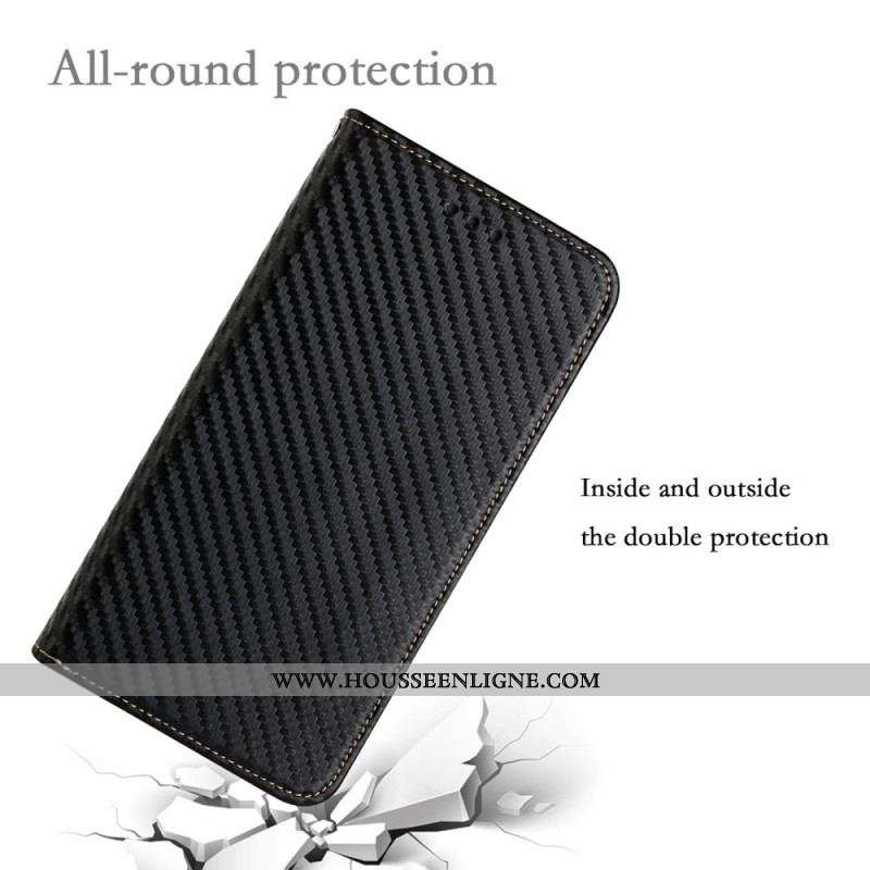 Flip Cover Samsung Galaxy S21 Ultra 5G Fibre Carbone à Lanière