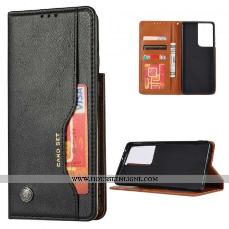 Flip Cover Samsung Galaxy S21 Ultra 5G Simili Cuir Porte-Cartes