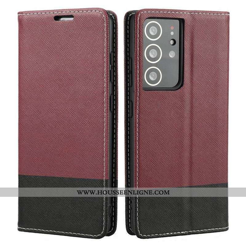 Flip Cover Samsung Galaxy S21 ultra 5G Simili Cuir Bicolore Texturée
