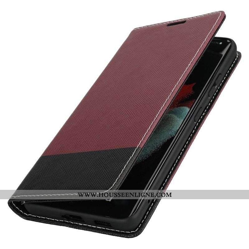 Flip Cover Samsung Galaxy S21 ultra 5G Simili Cuir Bicolore Texturée