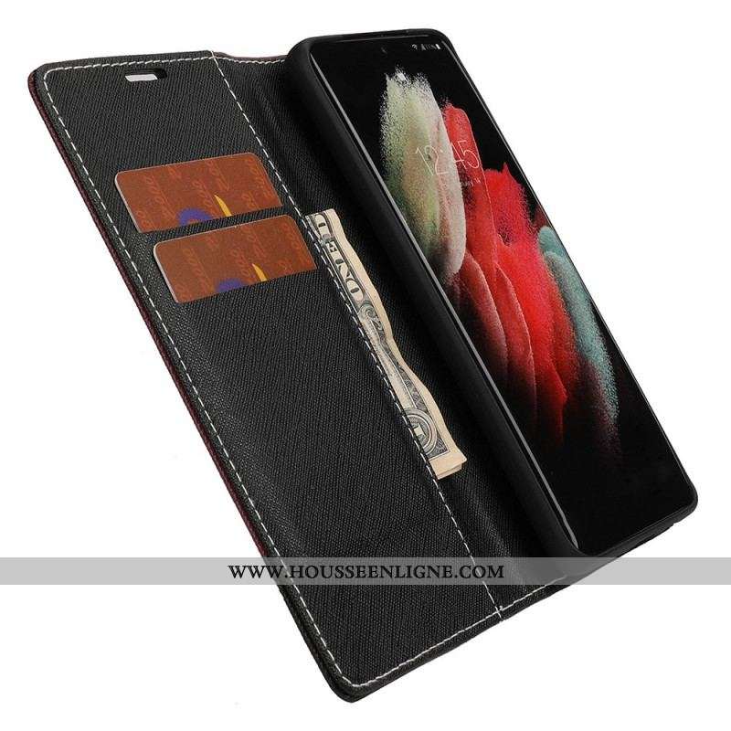 Flip Cover Samsung Galaxy S21 ultra 5G Simili Cuir Bicolore Texturée