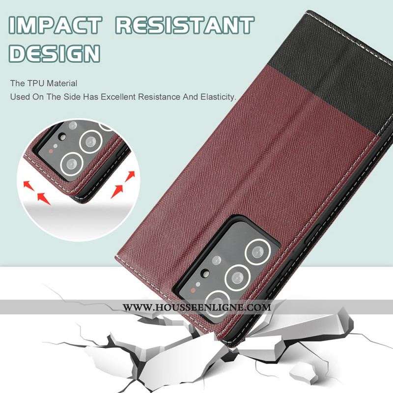 Flip Cover Samsung Galaxy S21 ultra 5G Simili Cuir Bicolore Texturée