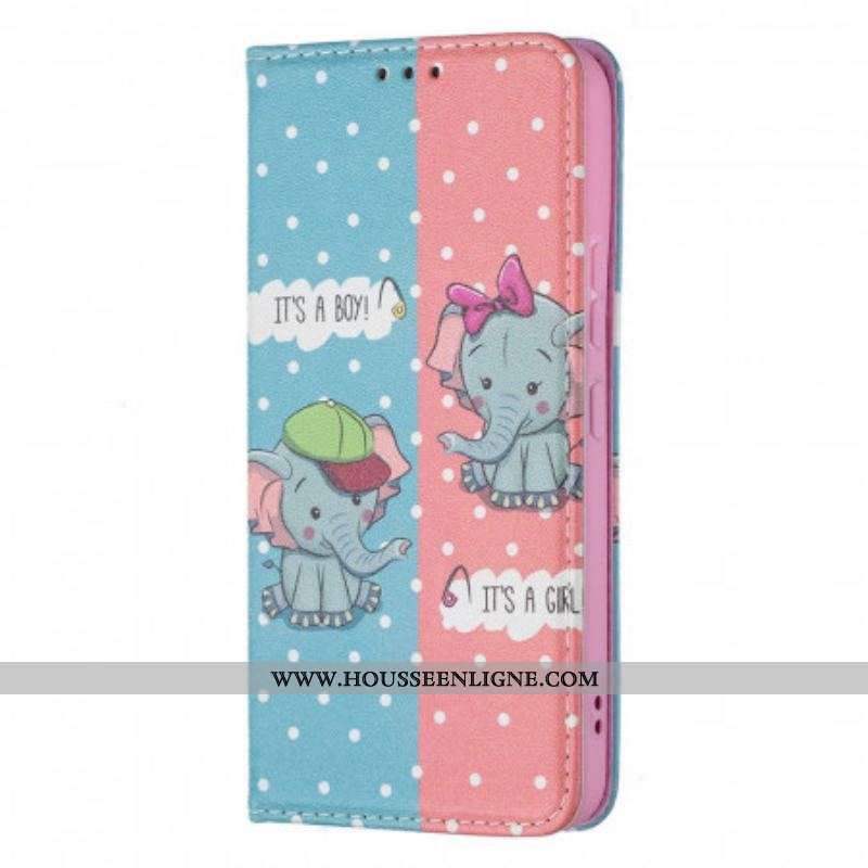 Flip Cover Samsung Galaxy S22 5G Bébés Éléphants