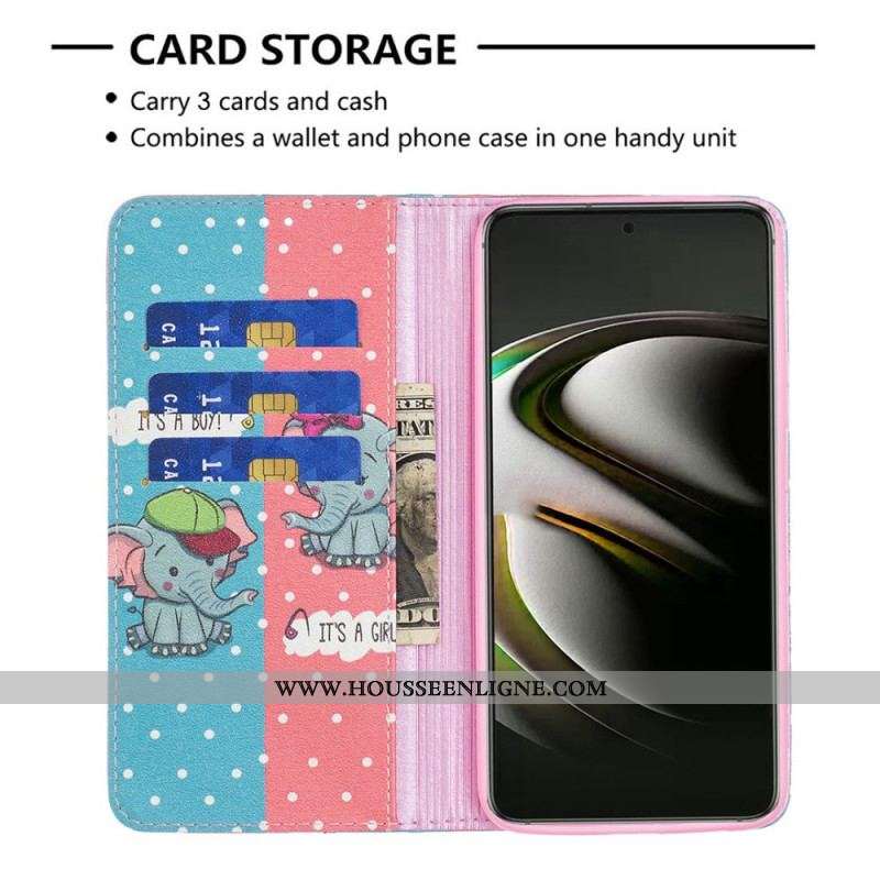 Flip Cover Samsung Galaxy S22 5G Bébés Éléphants