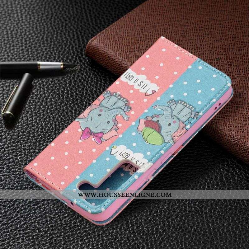 Flip Cover Samsung Galaxy S22 5G Bébés Éléphants