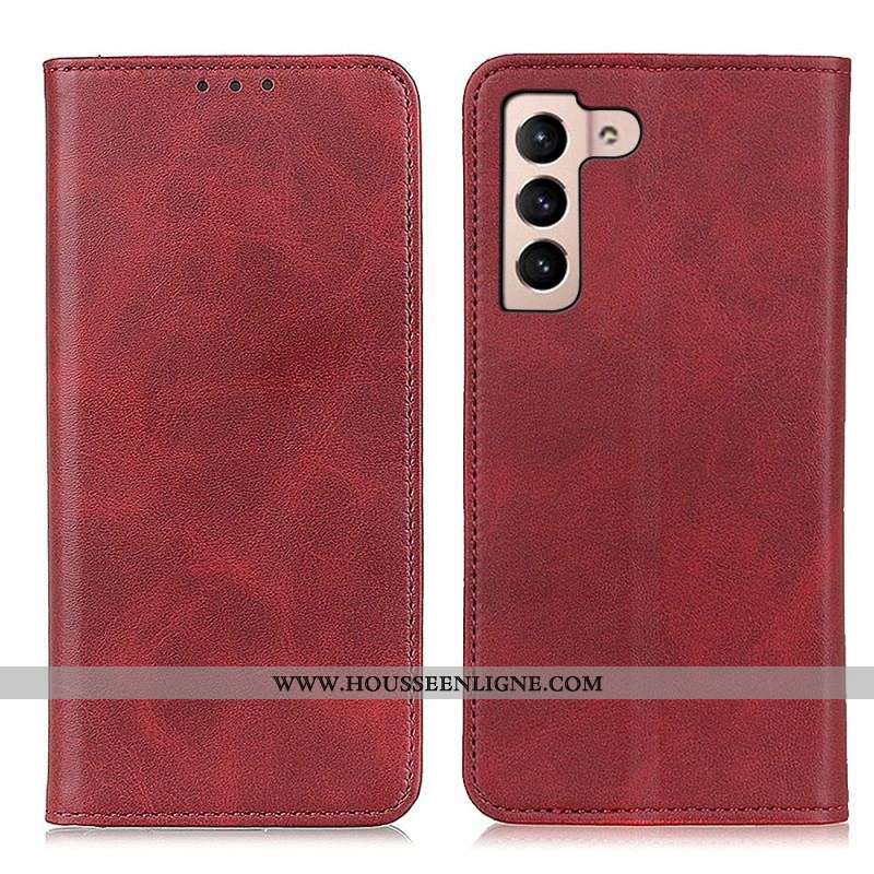 Flip Cover Samsung Galaxy S22 5G Cuir Fendu Élégance