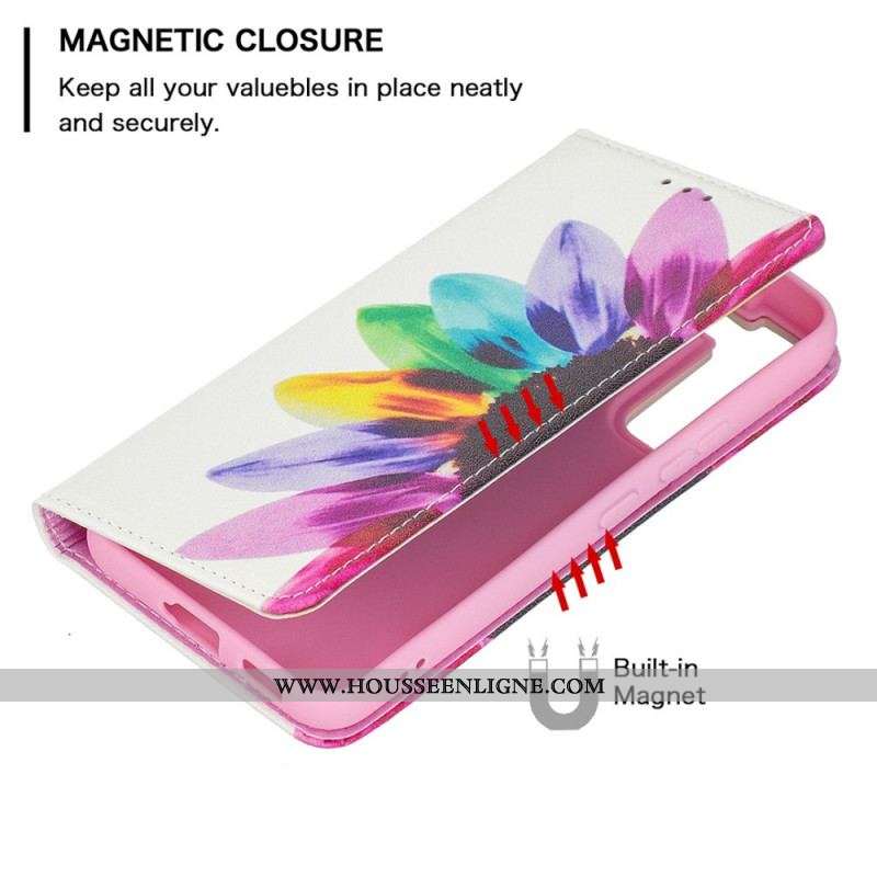 Flip Cover Samsung Galaxy S22 5G Fleur Aquarelle
