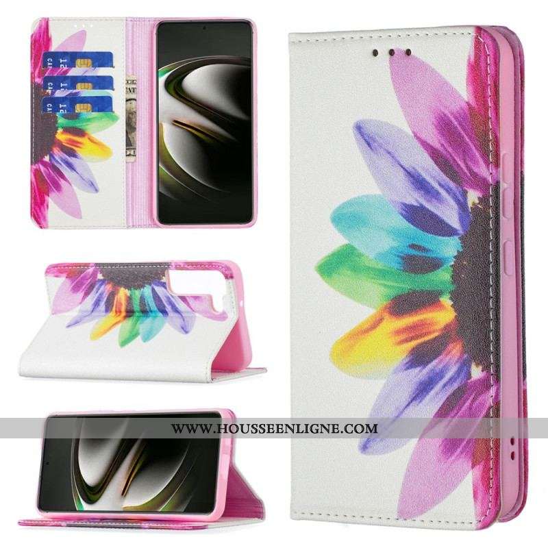 Flip Cover Samsung Galaxy S22 5G Fleur Aquarelle