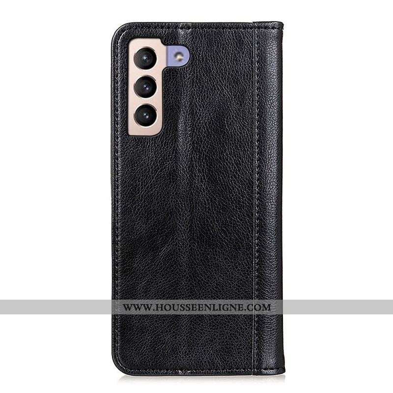 Flip Cover Samsung Galaxy S22 Plus 5G Cuir Litchi Fendu Élégance