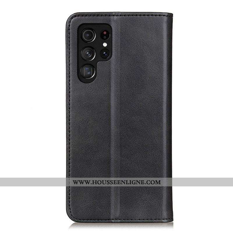 Flip Cover Samsung Galaxy S22 Ultra 5G Cuir Fendu Élégance
