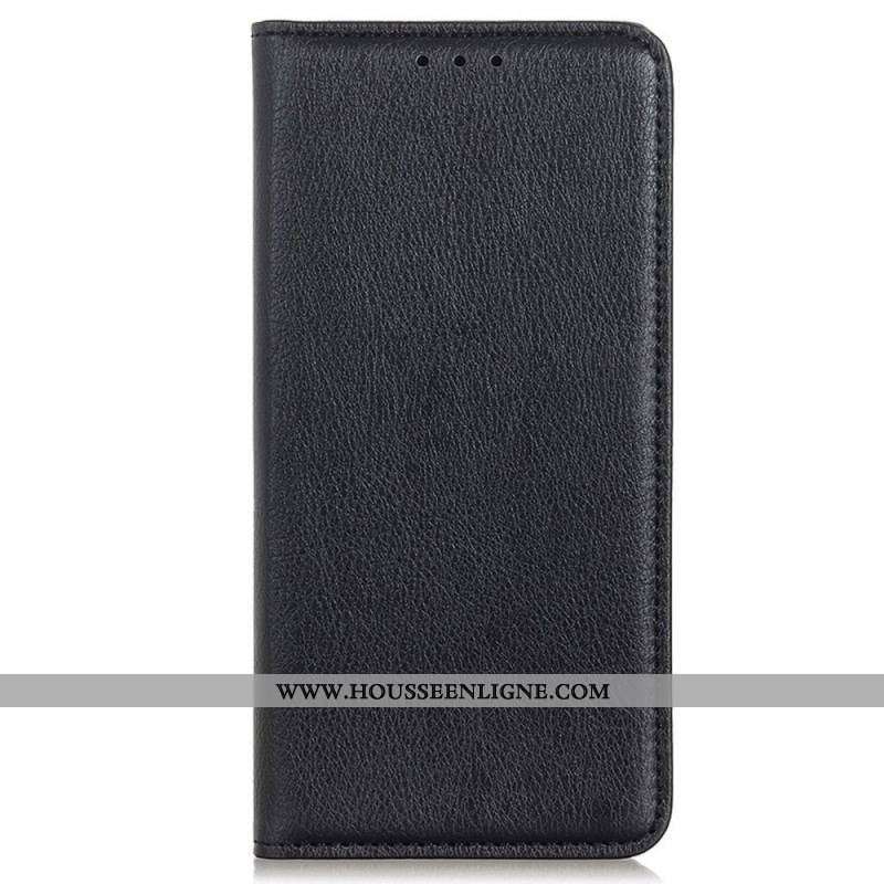 Flip Cover Samsung Galaxy S22 Ultra 5G Cuir Litchi Fendu Élégance
