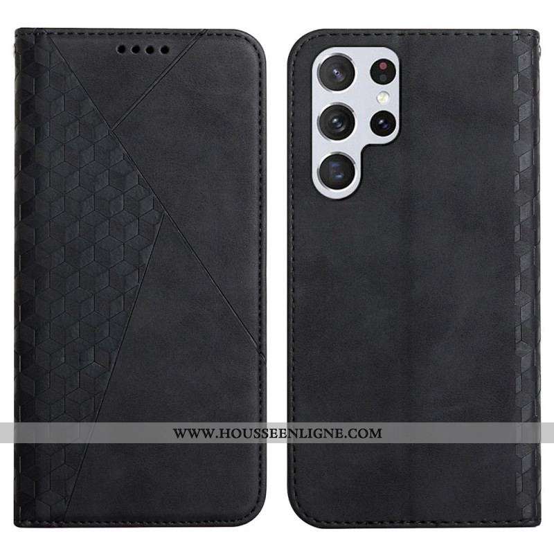 Flip Cover Samsung Galaxy S22 Ultra 5G Effet Cuir Géo