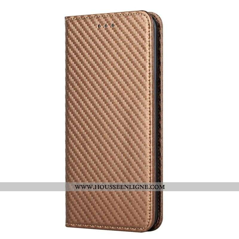 Flip Cover Samsung Galaxy S22 Ultra 5G Fibre Carbone à Lanière