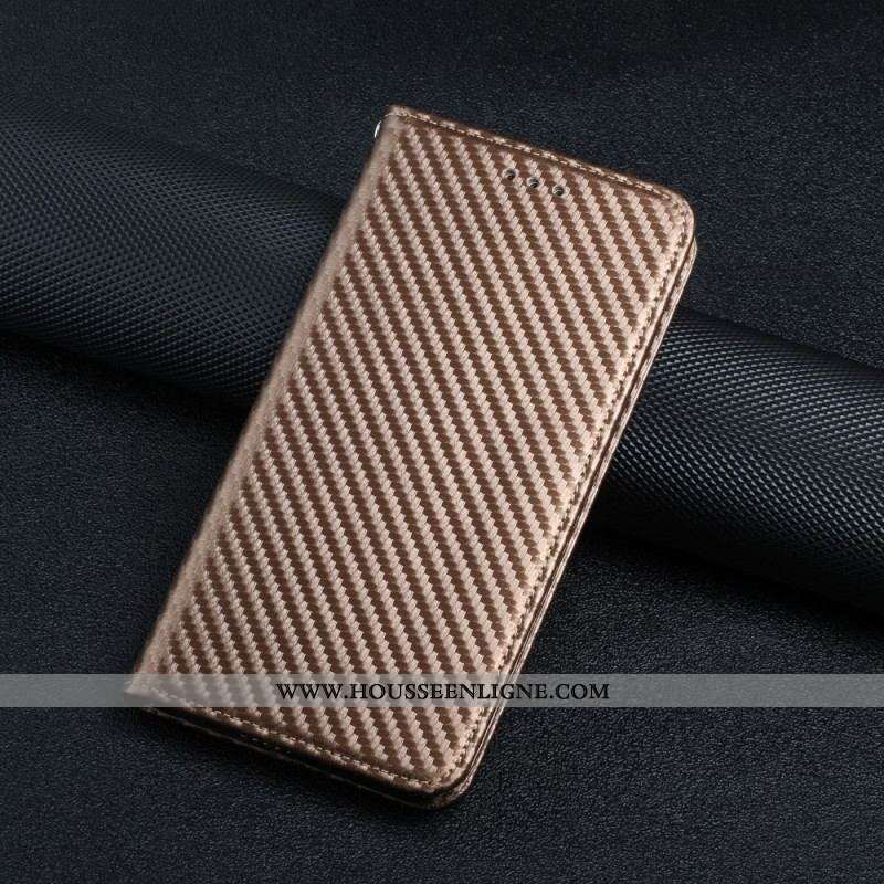 Flip Cover Samsung Galaxy S22 Ultra 5G Fibre Carbone à Lanière