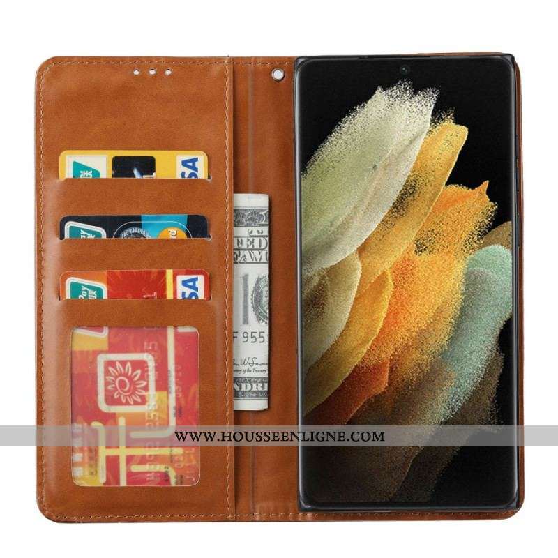 Flip Cover Samsung Galaxy S22 Ultra 5G Simili Cuir Porte-Cartes