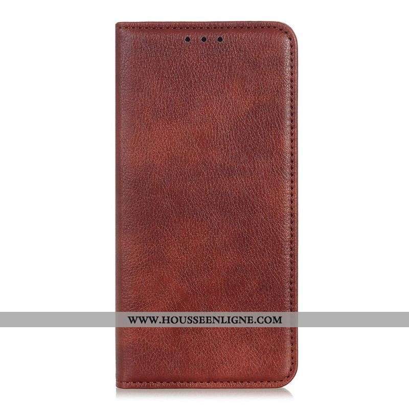 Flip Cover Samsung Galaxy S23 5G Cuir Fendu Litchi