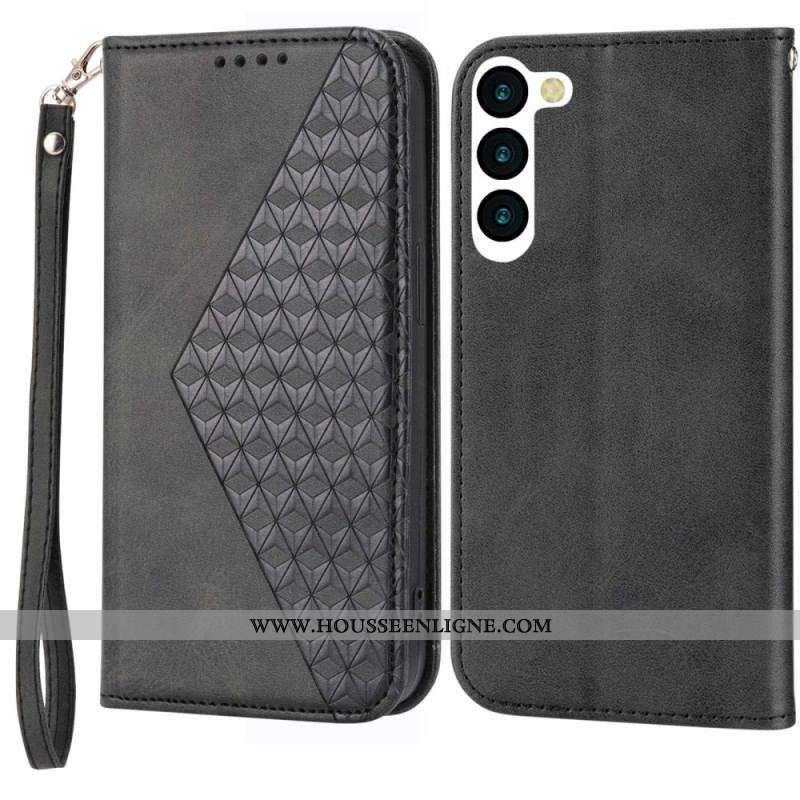 Flip Cover Samsung Galaxy S23 5G Motif 3D à Lanière