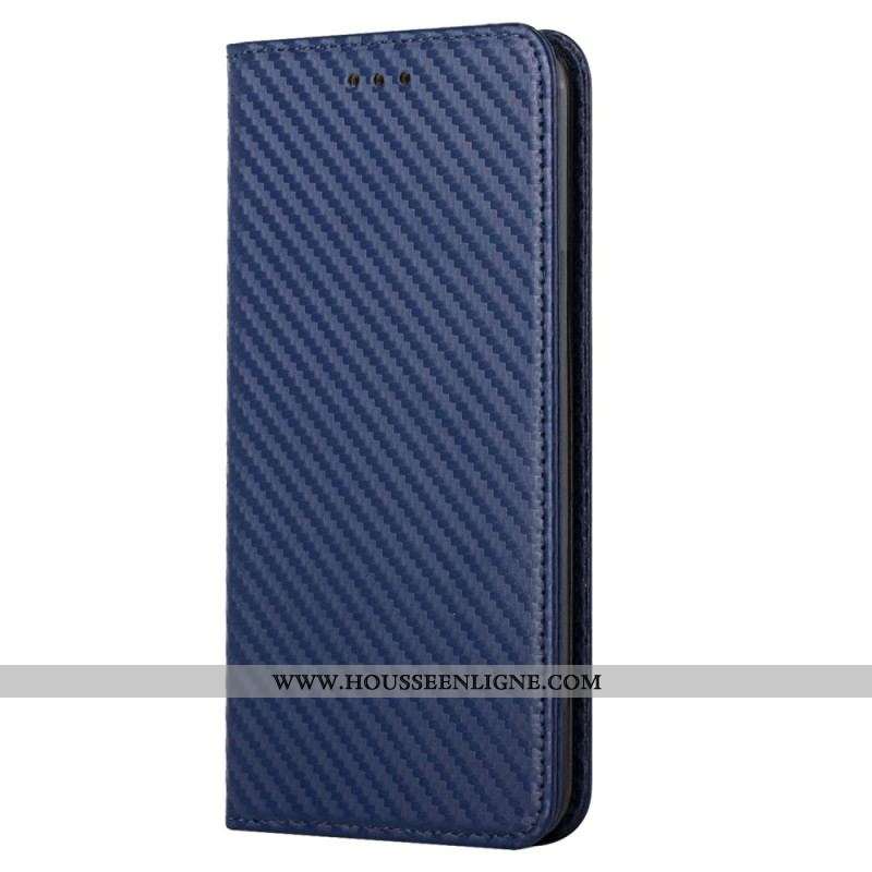 Flip Cover Samsung Galaxy S23 5G Style Fibre Carbone à Lanière