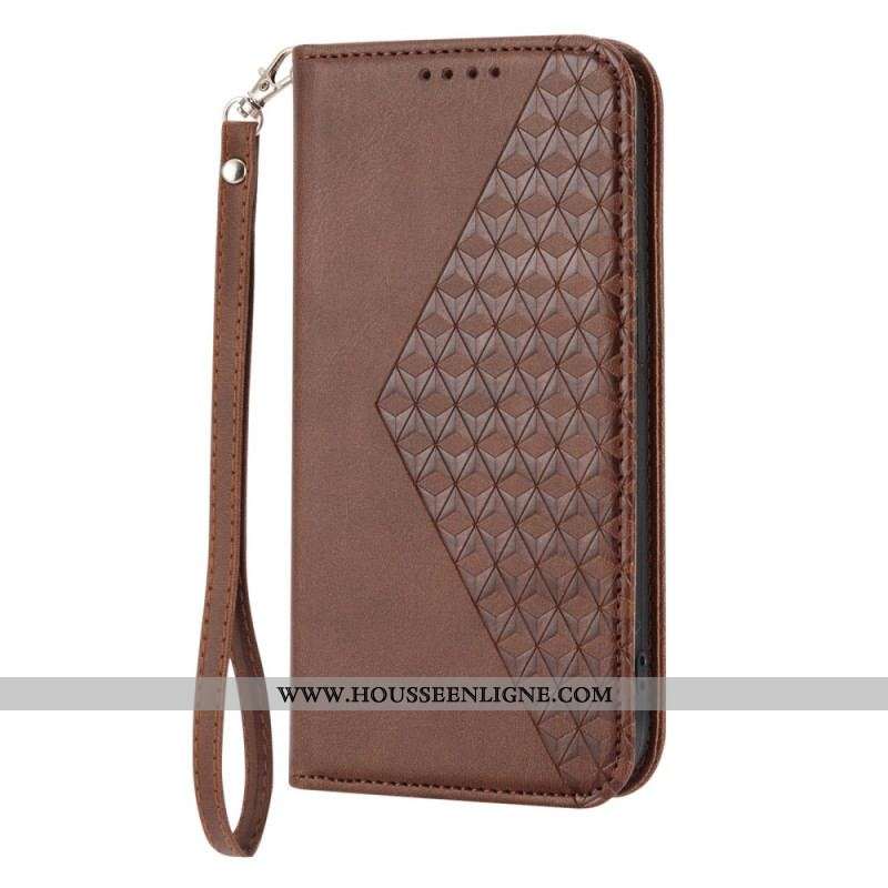 Flip Cover Samsung Galaxy S23 Plus 5G Motif 3D à Lanière