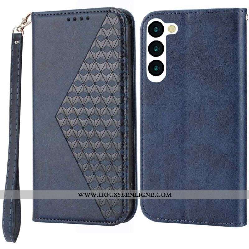 Flip Cover Samsung Galaxy S23 Plus 5G Motif 3D à Lanière