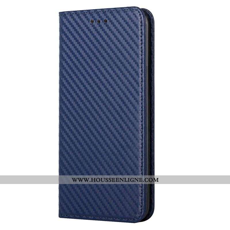 Flip Cover Samsung Galaxy S23 Plus 5G Style Fibre Carbone à Lanière