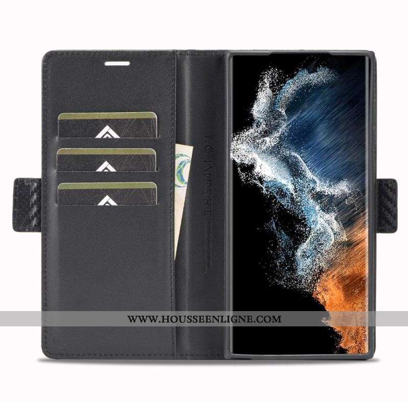 Flip Cover Samsung Galaxy S23 Ultra 5G Fibre Carbone