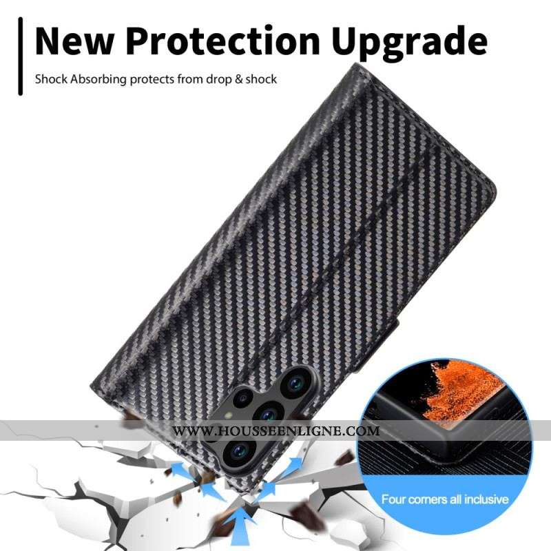 Flip Cover Samsung Galaxy S23 Ultra 5G Fibre Carbone