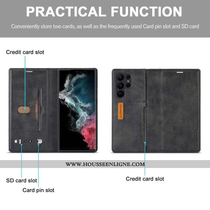Flip Cover Samsung Galaxy S23 Ultra 5G Porte-Carte Arrière LC.IMEEKE