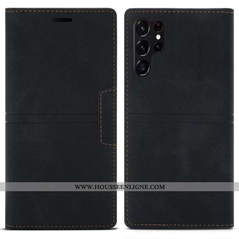 Flip Cover Samsung Galaxy S23 Ultra 5G Style Cuir Couture Fermoir Magnétique