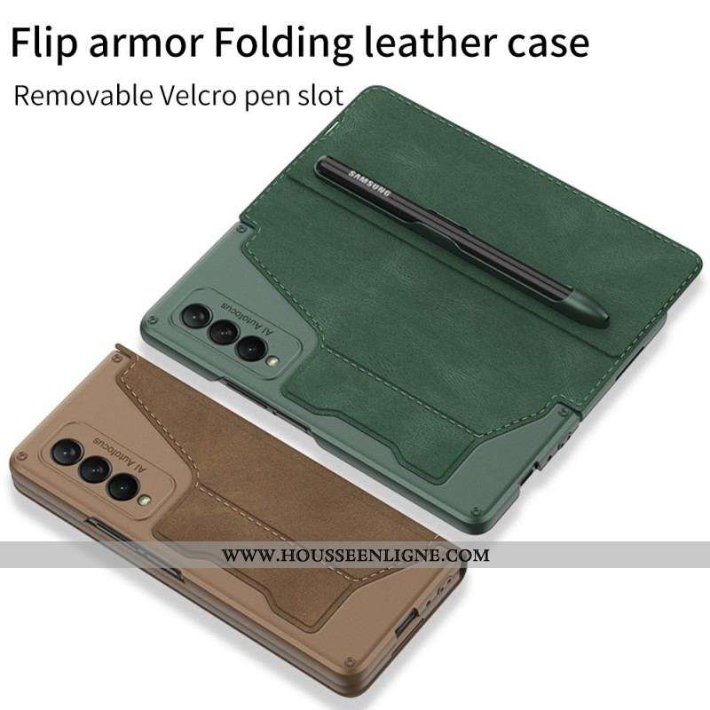 Flip Cover Samsung Galaxy Z Fold 3 5G Simili Cuir Porte-Stylet GKK