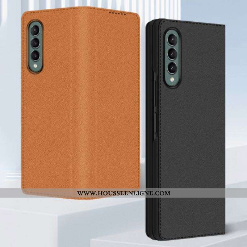 Flip Cover Samsung Galaxy Z Fold 3 5G Skin-Touch Cuir Fendu