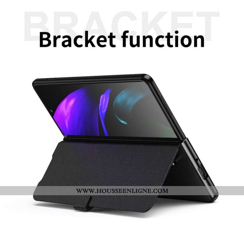 Flip Cover Samsung Galaxy Z Fold 3 5G Style Cuir Litchi Porte-Stylet et Sangle