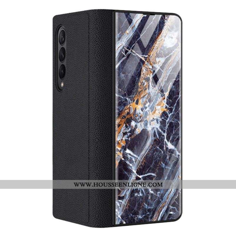 Flip Cover Samsung Galaxy Z Fold 3 5G Verre Trempé Effet Marbre