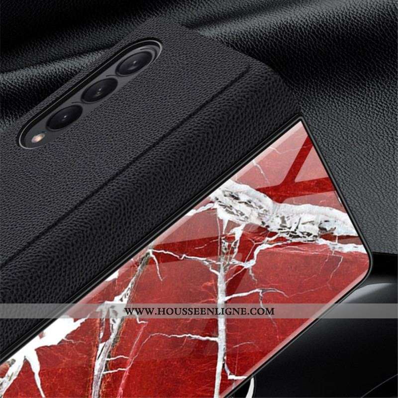 Flip Cover Samsung Galaxy Z Fold 3 5G Verre Trempé Effet Marbre
