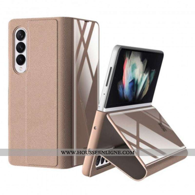 Flip Cover Samsung Galaxy Z Fold 3 5G Verre Trempé et Simili Cuir