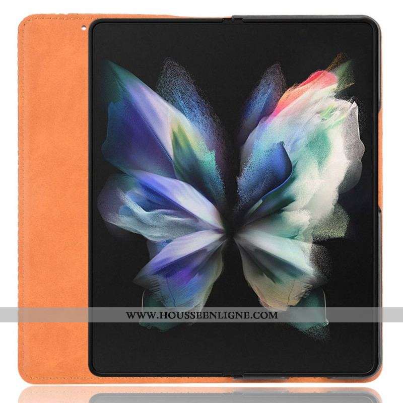 Flip Cover Samsung Galaxy Z Fold 4 Rétro Rangment à Stylet