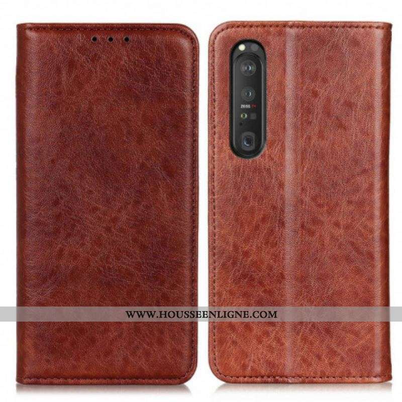 Flip Cover Sony Xperia 1 III Cuir Fendu Texturé