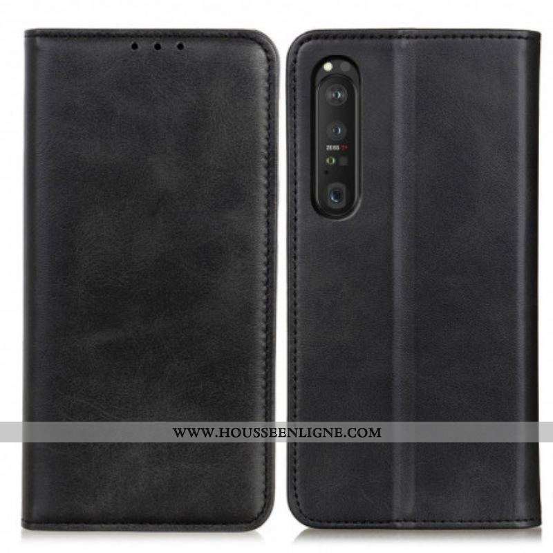 Flip Cover Sony Xperia 1 III Cuir Fendu Élégance