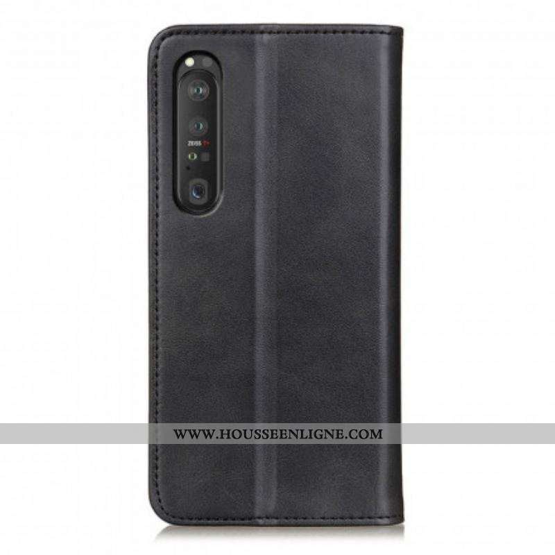 Flip Cover Sony Xperia 1 III Cuir Fendu Élégance