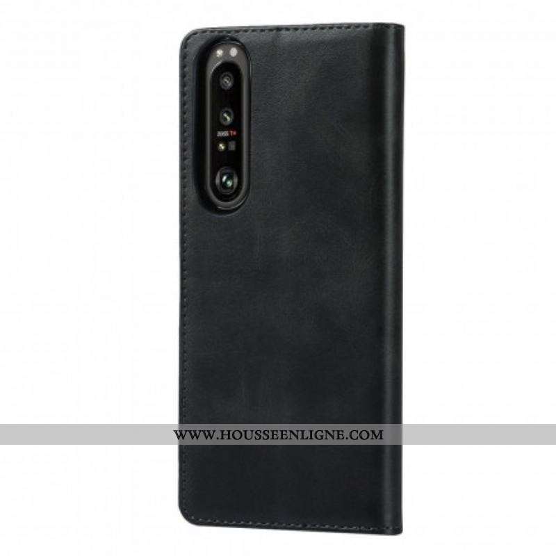 Flip Cover Sony Xperia 1 III Cuir Véritable Classique