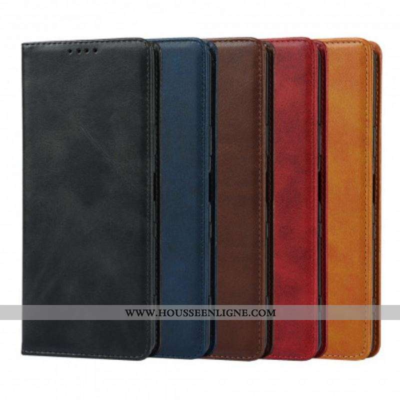 Flip Cover Sony Xperia 1 III Cuir Véritable Classique