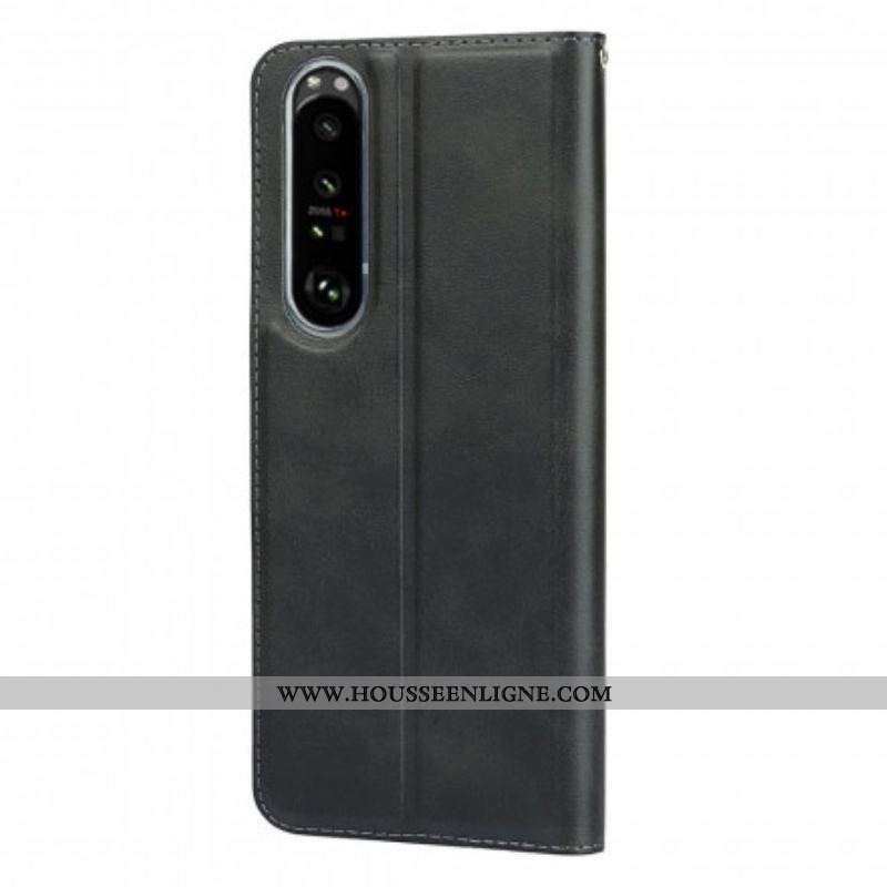 Flip Cover Sony Xperia 1 III Simili Cuir Classe à Lanière